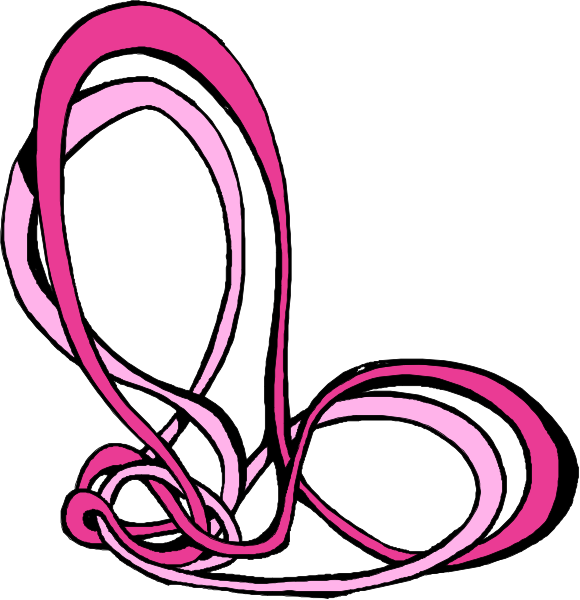 The images show two different pink abstract designs with swirling patterns against a white background; there is no text present to provide additional context about what might be represented by these shapes beyond their visual appearance as colorful abstractions.