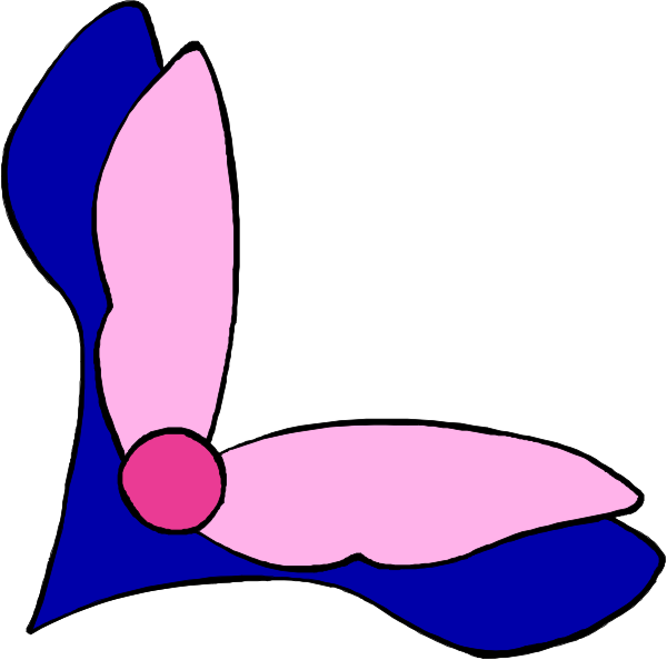 The image shows a stylized illustration of two butterflies with pink wings on what appears to be an abstract background in shades of blue and purple.