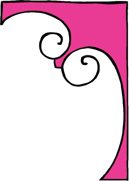 The image shows a pink background with two white swirls on either side of what appears to be an abstract design resembling a bird in flight at the bottom center.