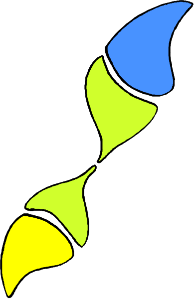 The image shows a stylized graphic of an abstract design resembling a flag with two curved shapes on it; one is blue-green while the other has yellow stripes that could be interpreted as representing waves, and there's no text present in this clip art style illustration.