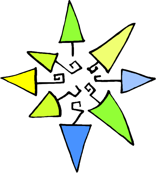 The image shows a colorful star with multiple arms each ending in an arrowhead shape of different sizes and directions.