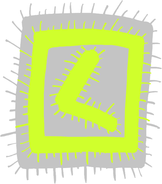 The image shows a simple drawing of an abstract shape with spikes on top against a white background.