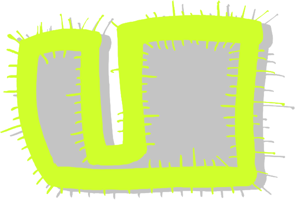 The image shows a simple drawing of two green rectangles with yellow spikes on them against an off-white background.
