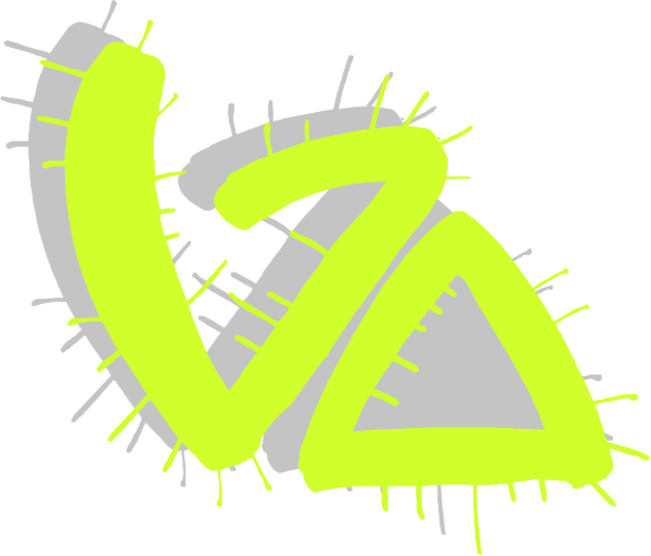 The image shows a stylized graphic of an abstract design with geometric shapes resembling letters "V" and "A," in shades of green and yellow against white background.