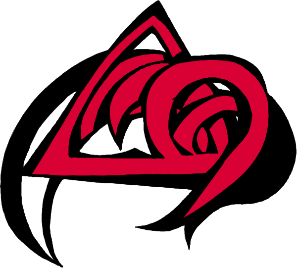 The logo features a stylized red bird with wings spread out above an abstract design that resembles flames on either side of it.