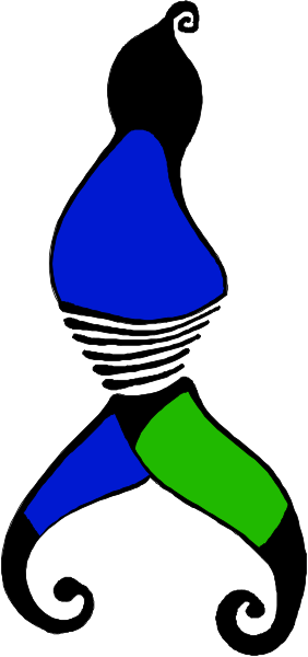 The image shows a stylized graphic of an abstract design with two intertwined shapes resembling snakes forming a loop around each other against a white background; there is no text present in this clip-art illustration.