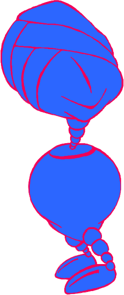 The image shows a blue balloon with an attached red string on top of it against a white background.