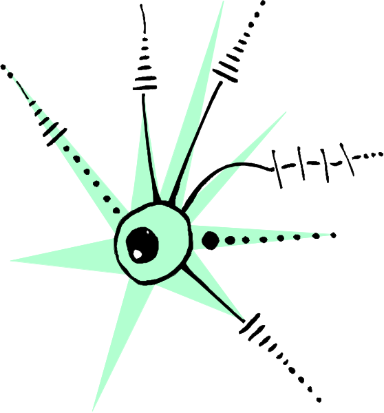The image shows a simple line drawing of an abstract design with geometric shapes resembling stars connected by lines to form what appears like a network or circuit diagram on one side against a white background; there is no text present in this clip-art illustration, and it does not depict any people, animals, actions, or setting.