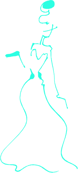 The image shows a simple line drawing of an elegant woman's silhouette against two different background shades on what appears to be lined paper.