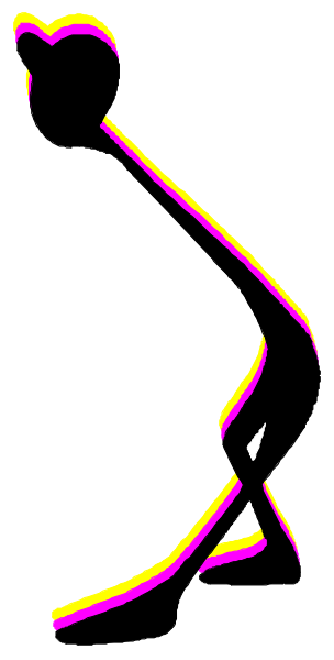 The image shows a black silhouette of an athlete running on what appears to be a track with no background details provided in this description.