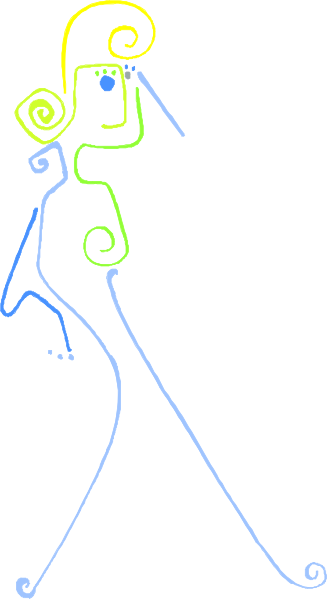 The image shows a black and white photo of an animated character with swirling patterns on its body standing next to another figure that appears to be in motion due to wind effects around it; both characters have stylized features, suggesting this is clip-art designed for coloring or decoration purposes rather than realistic representation.