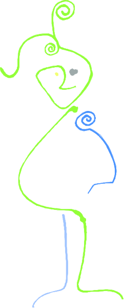 The image shows a cartoon of an alien character standing next to another figure that appears humanoid but is obscured by a vertical line dividing it into two halves; both figures have exaggerated features typical for clip-art illustrations, with one having large eyes and antennae on its head.