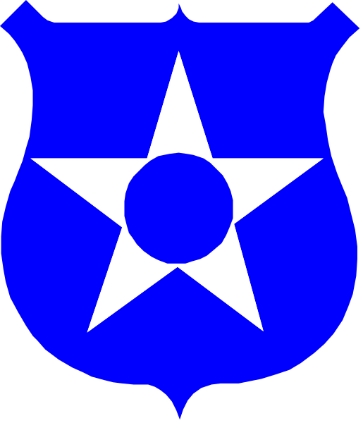 The image shows a blue police badge with white stars on it against a gray background.