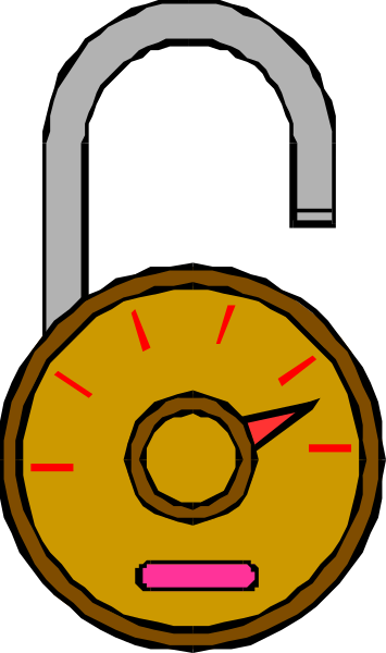 The image shows a cartoon illustration of an analog speedometer with a needle pointing at 0 mph inside what appears to be a car dashboard background; in front is a large padlock symbolizing security, and there's no text present within this small clip-art graphic.