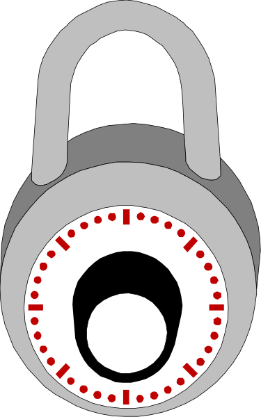 The image shows a padlock with an open combination lock mechanism on it against a blurred background that appears to be indoors.