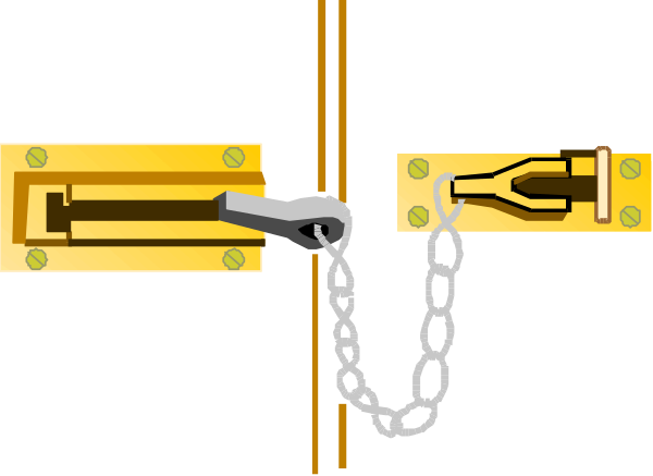 The image shows a simple illustration of two yellow levers with chains attached to them on either side against a black background.