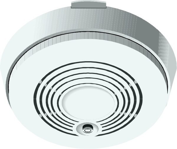 The image shows a closeup of two smoke detectors with their covers removed to reveal internal components such as batteries and sensors.