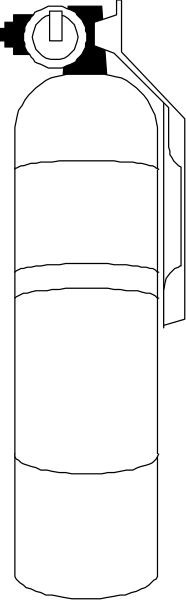 The image shows a black and white illustration of an oxygen tank with two valves on it against a gray background.