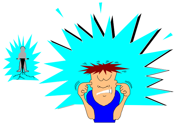 The image shows a cartoon of an animated character with exaggerated facial features reacting to bright blue sparks emanating from their head while standing in front of two other characters who appear surprised by this phenomenon, set against a dark background that suggests nighttime or darkness inside a room.