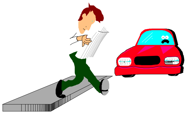 The cartoon shows a man running towards his red car with keys outstretched while another figure is inside it; both characters appear to be in motion against an urban background.