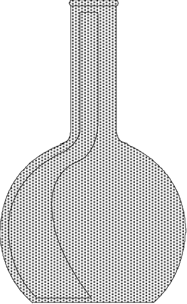 The image shows a beaker with two handles on either side against a black background.