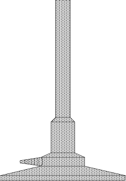 The black and white photo shows a tall tower with an antenna on top against a dark background.