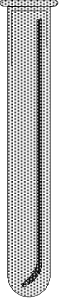 The image shows a single test tube standing upright against a plain background with no other items present.