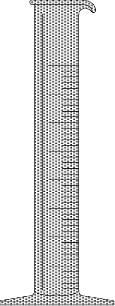 The image shows a tall column with text on it against an abstract background that appears to be black and white stripes.