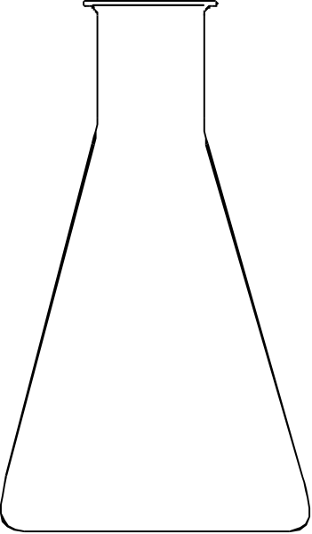 The image shows a beaker with two different shades of gray on either side against a black background.