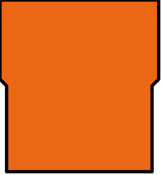 The image shows a sequence of four squares with orange backgrounds transitioning from left to right; each square has an increasingly darker shade of red in its center.