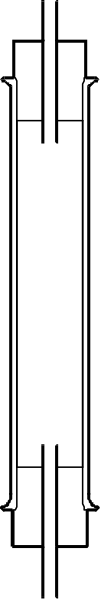 The image shows a gray background with two black lines running parallel to each other on either side of an empty space that appears as if it's missing something in between them.