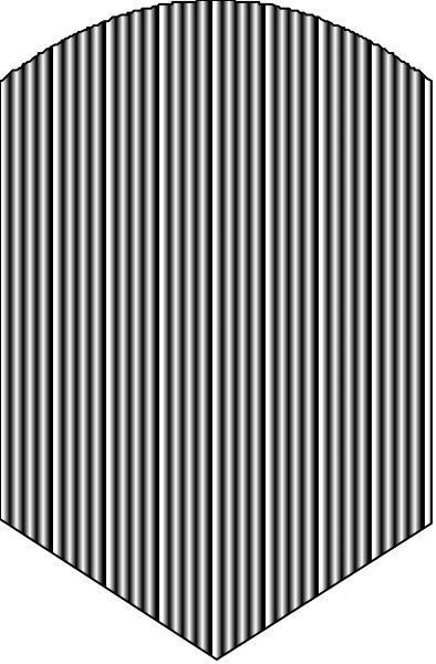 The image shows a shield with vertical stripes on it against a dark background.
