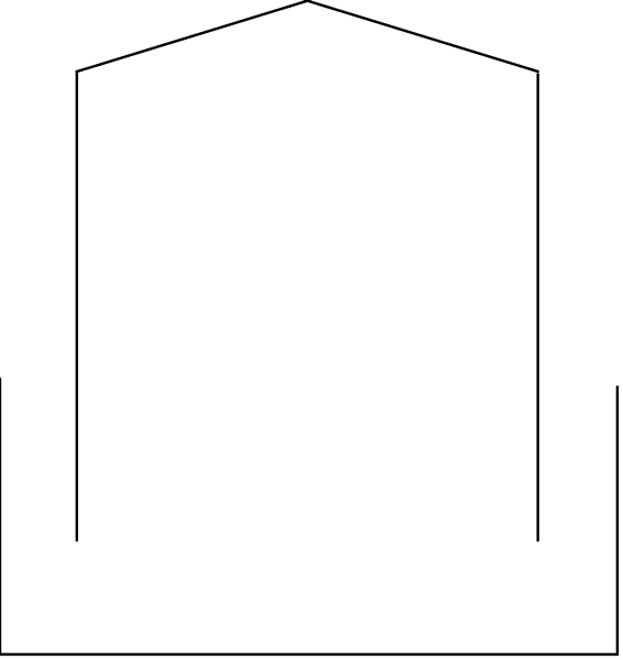 The image shows a simple black and white line drawing of three vertical rectangles with varying heights against an untextured background.