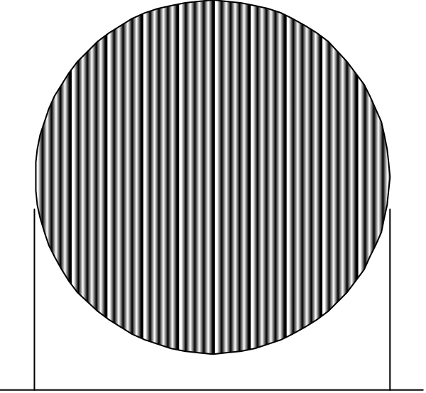 The image shows a black and white optical illusion of concentric circles with alternating darker and lighter bands creating an ambiguous figure that can be seen as either two faces in profile facing each other or one face looking forward, depending on how it is viewed.