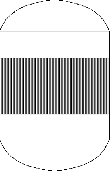The image shows a black and white pixelated representation of an object with horizontal lines that resembles a barcode pattern on its surface.