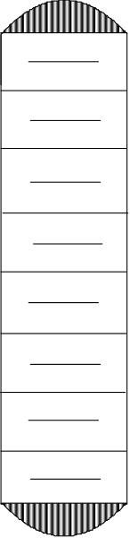 The image shows a black and white pixelated representation of an object with two distinct shapes on either side connected by what appears to be a line in between them.