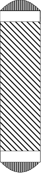 The image shows a black and white graphic with two vertical lines of varying lengths on either side of what appears to be an abstract shape in between them at the bottom center.