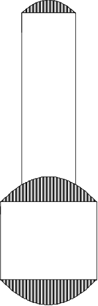 The image shows a black and white graphic with two vertical bars of varying lengths on either side of an abstract shape that resembles a face in profile view at the center bottom part of the picture.