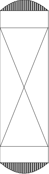 The image shows a black and white photo of an object with two distinct sections: on top is darker than below; it has vertical lines that create stripes across its length.
