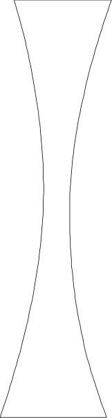 The image shows a black and white graphic with two vertical lines that have an X shape at their ends on either side of what appears to be a horizontal line in between them.