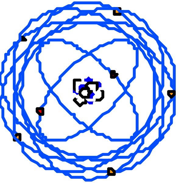The images show a blue circle with white lines forming an intricate pattern within it; there is no text present to provide additional context about what might be inside each image.