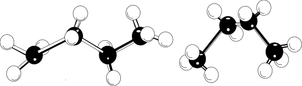 The image shows a black and white illustration of molecular structures with spheres connected by lines representing chemical bonds between atoms.