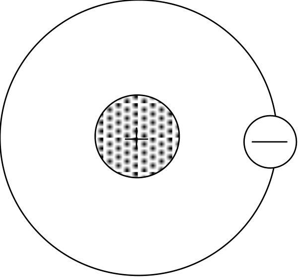 The image shows a black background with two white circles connected by an arrow pointing from left to right between them.
