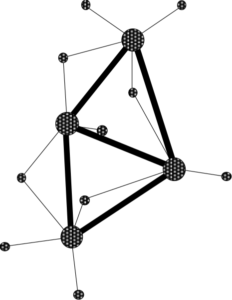 The image shows a black background with white dots scattered across it from left to right.