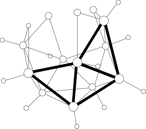 The black background of a night sky filled with white dots representing stars.