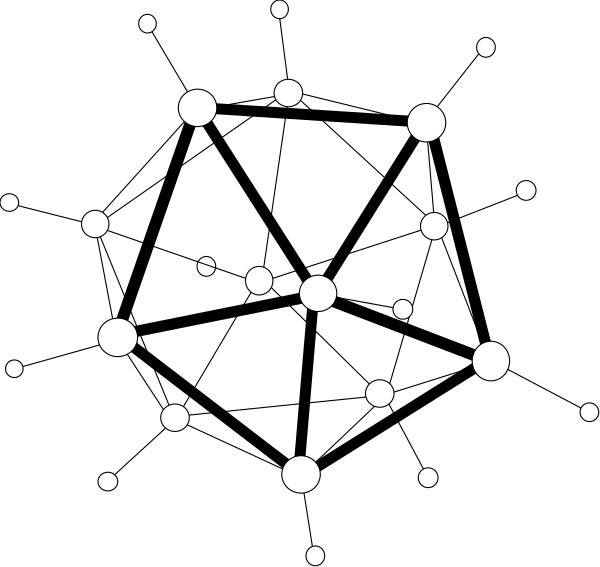 The black background of a night sky filled with white dots representing stars.