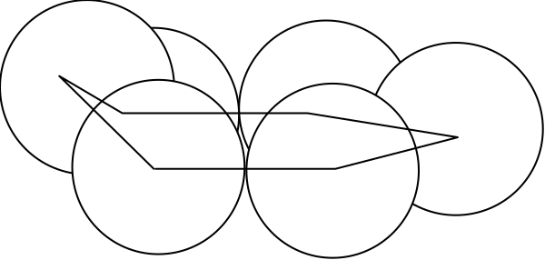 The image shows a collection of white circles with varying sizes arranged to resemble an abstract pattern against a dark background.