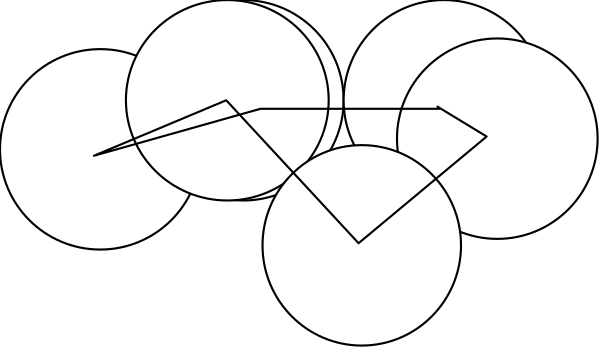 The image shows a black and white illustration of several overlapping circles with lines connecting them to form an abstract pattern that resembles a tree-like structure against a dark background.