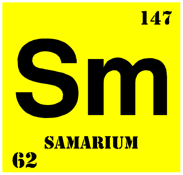 The periodic table with elements samarium (Sm) and saramirium (Sr).