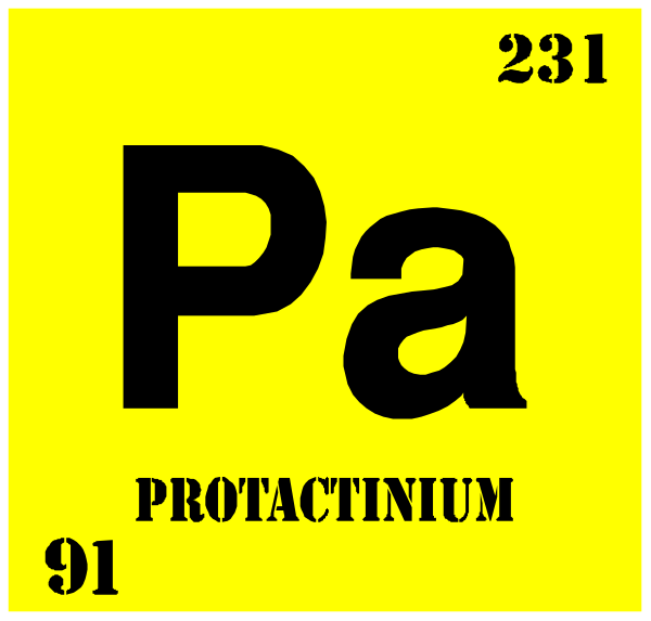 The periodic table element symbol for potassium (K) with its atomic number 91 displayed above it on a yellow background.
